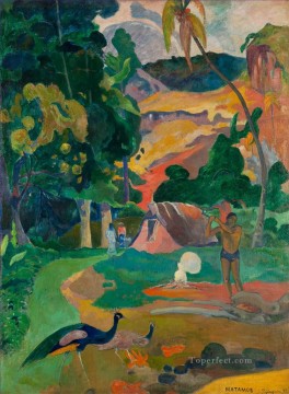  primitivism art painting - Matamoe Landscape with Peacocks Post Impressionism Primitivism Paul Gauguin